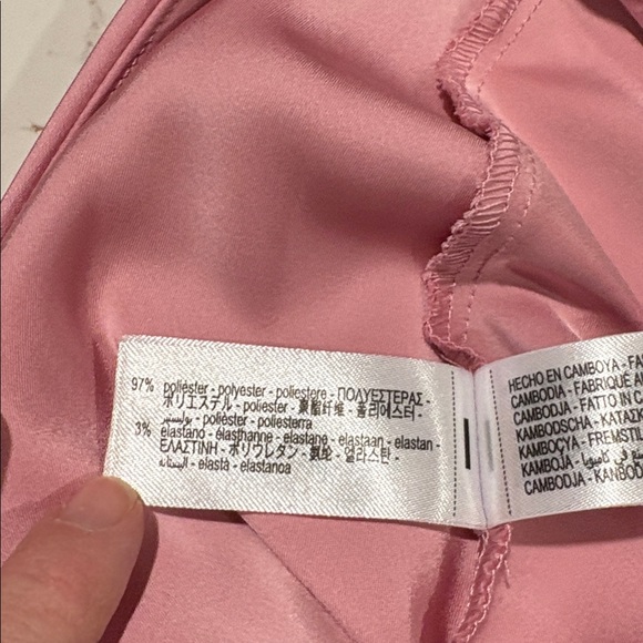 Zara Pink A-Line Satin Skirt Maxi elastic waistband - Picture 7 of 7